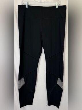 Avia Black Mesh-Panel Athletic Leggings